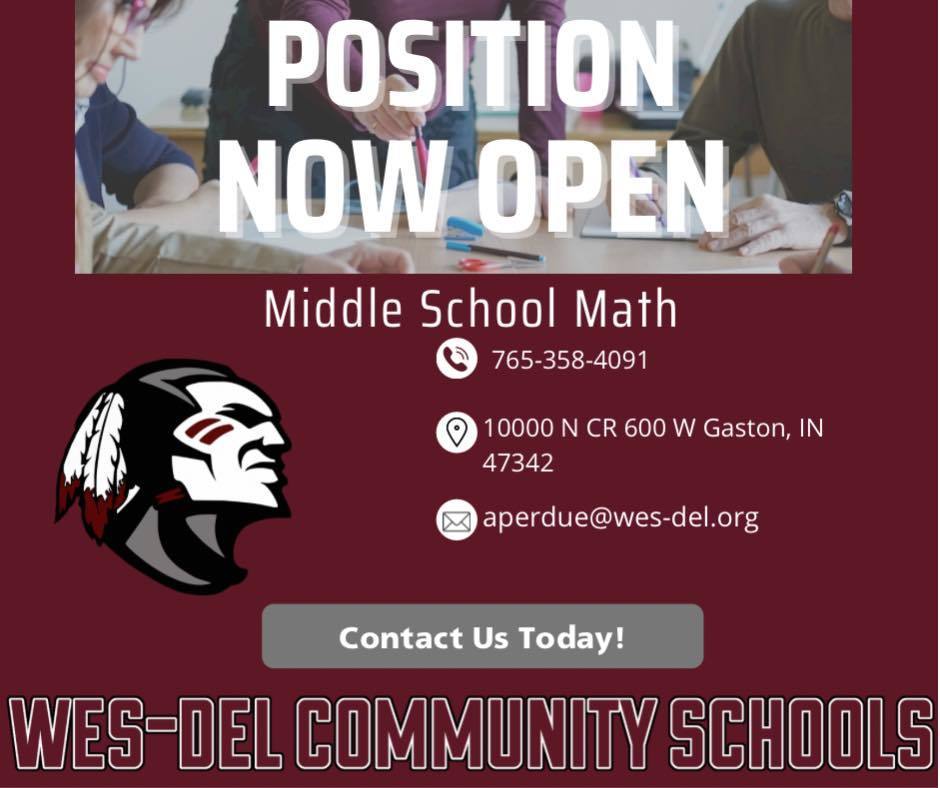 Middle School Math Position